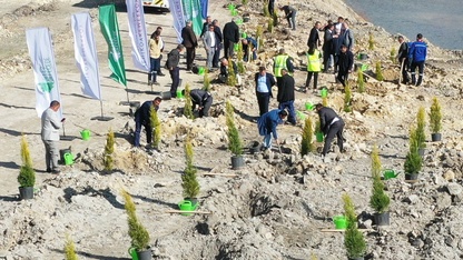 Yeniköy Kemerköy Enerji Hüsamlar eski maden sahasına muhtarlar fidan dikti