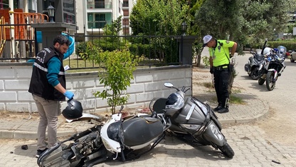 Aydın'da iki motosikletin çarpıştığı kaza güvenlik kamerasında 