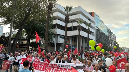 Denizli'de, İsrail'in Filistin'e yönelik saldırıları protesto edildi