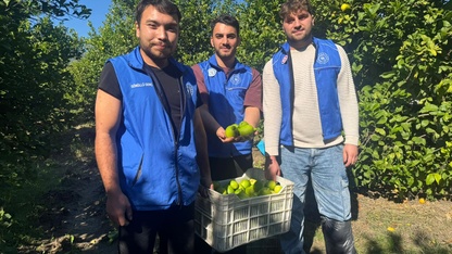 Muğla'da gençlerden narenciye toplayan işçilere destek