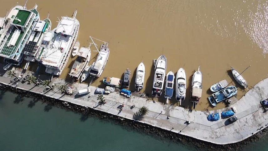 Köyceğiz'de su altında kalan narenciye bahçeleri havadan görüntülendi