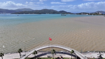 Fethiye ve Marmaris'te deniz suyunun rengi kahverengi ile turkuaza döndü