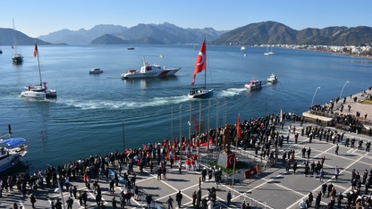 Atatürk'ün Marmaris'e gelişinin 91'inci yıl dönümü muharip uçakların geçişiyle kutlandı