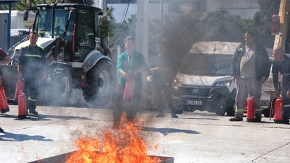 Bodrum'da belediye personeline "Yangına İlk Müdahale Eğitimi" verildi