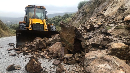 İzmir'in Ödemiş ilçesinde heyelan meydana geldi