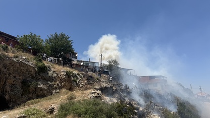 İzmir'de ağaçlık alanda çıkan yangında bir ev kullanılamaz hale geldi