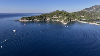 Fethiye'de açık su yüzme yarışları yapıldı