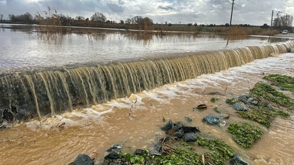 Uşak'ta derenin taşması sonucu tarım arazilerini ve iş yerlerini su bastı
