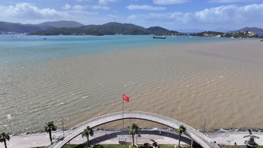 Fethiye ve Marmaris'te deniz suyunun rengi kahverengi ile turkuaza döndü